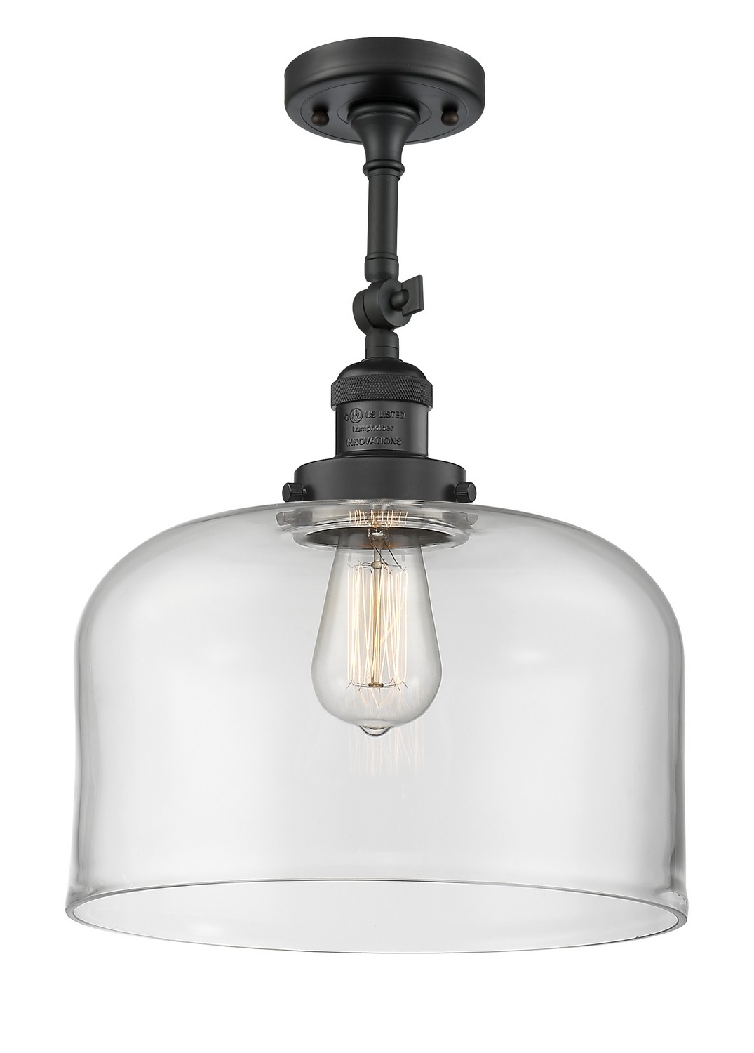 LED Semi-Flush Mount by Innovations - Franklin Restoration Collection, Matte Black Finish - 201F-BK-G72-L-LED