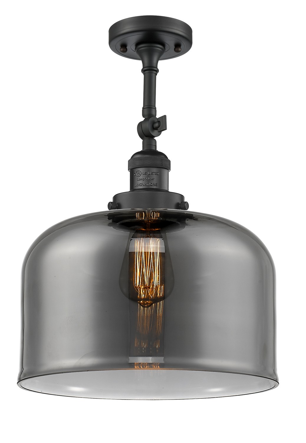 LED Semi-Flush Mount by Innovations - Franklin Restoration Collection, Matte Black Finish - 201F-BK-G73-L-LED