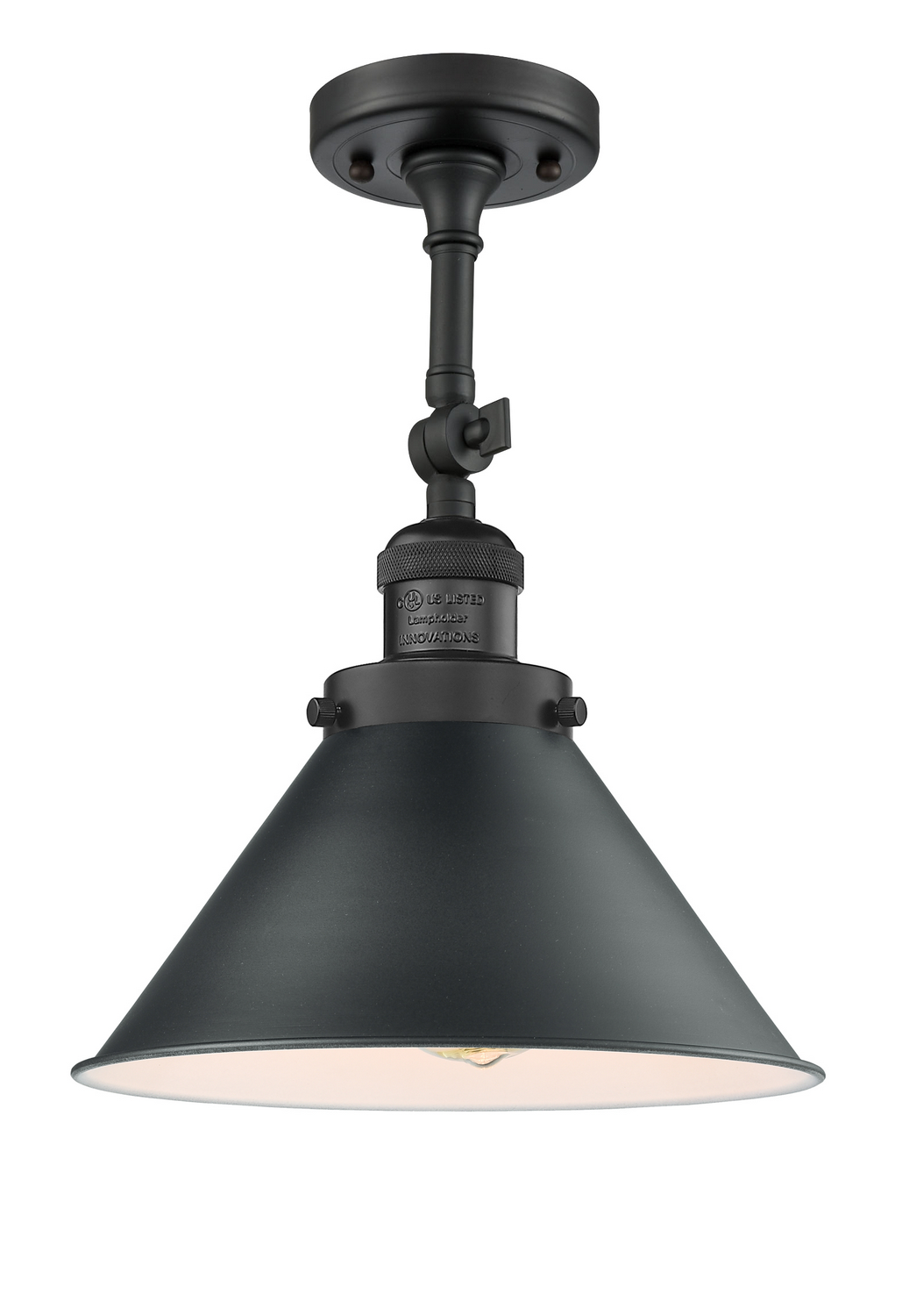 LED Semi-Flush Mount by Innovations - Franklin Restoration Collection, Matte Black Finish - 201F-BK-M10-BK-LED