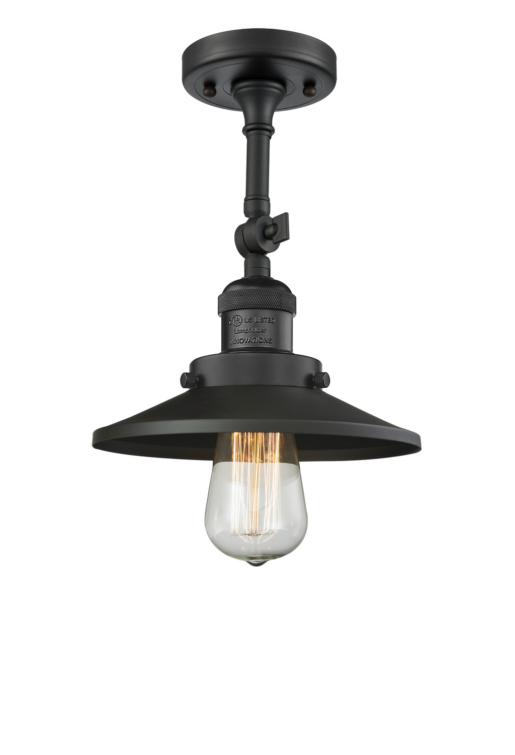LED Semi-Flush Mount by Innovations - Franklin Restoration Collection, Matte Black Finish - 201F-BK-M6-LED