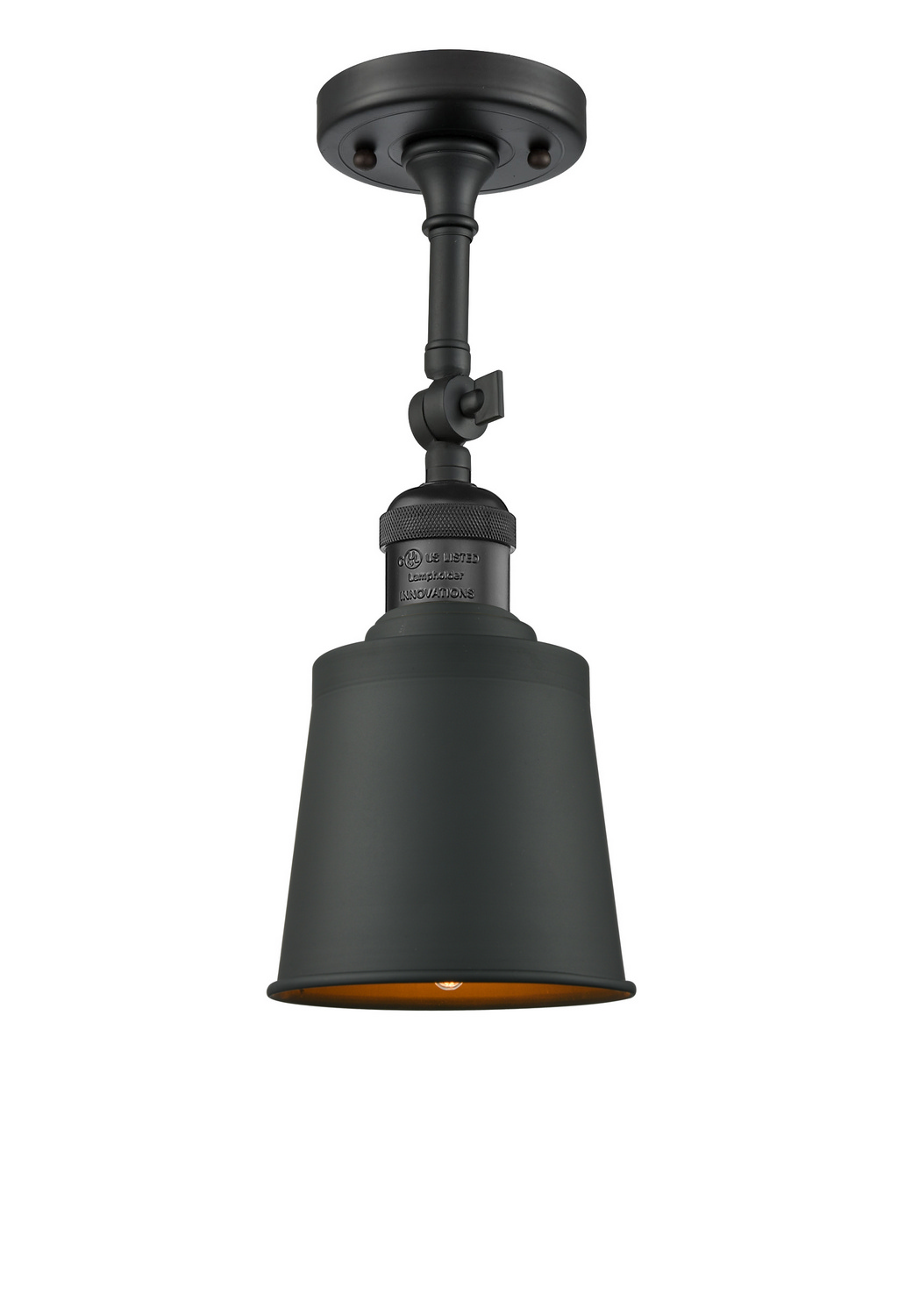 One Light Semi-Flush Mount by Innovations - Franklin Restoration Collection, Matte Black Finish - 201F-BK-M9-BK