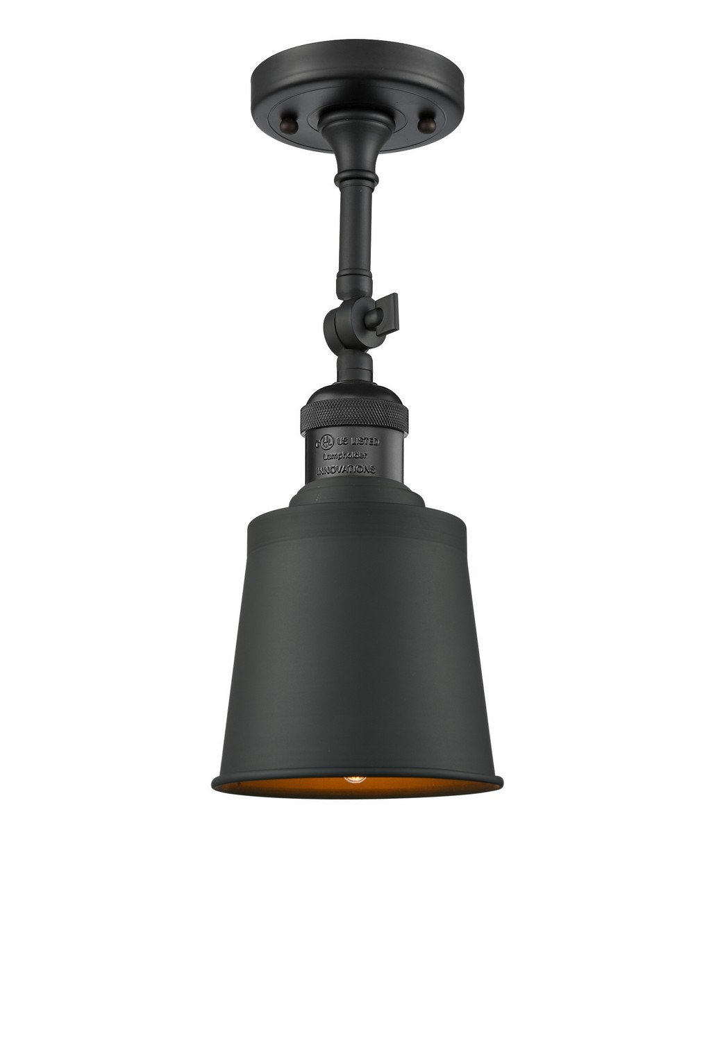 LED Semi-Flush Mount by Innovations - Franklin Restoration Collection, Matte Black Finish - 201F-BK-M9-BK-LED