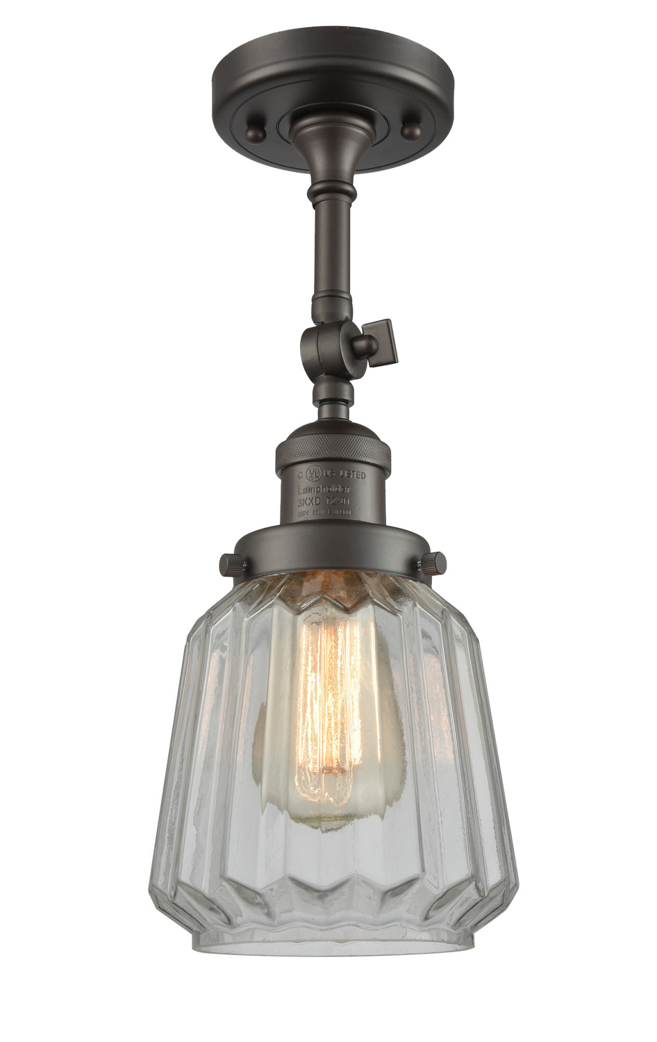 One Light Semi-Flush Mount by Innovations - Franklin Restoration Collection, Oil Rubbed Bronze Finish - 201F-OB-G142
