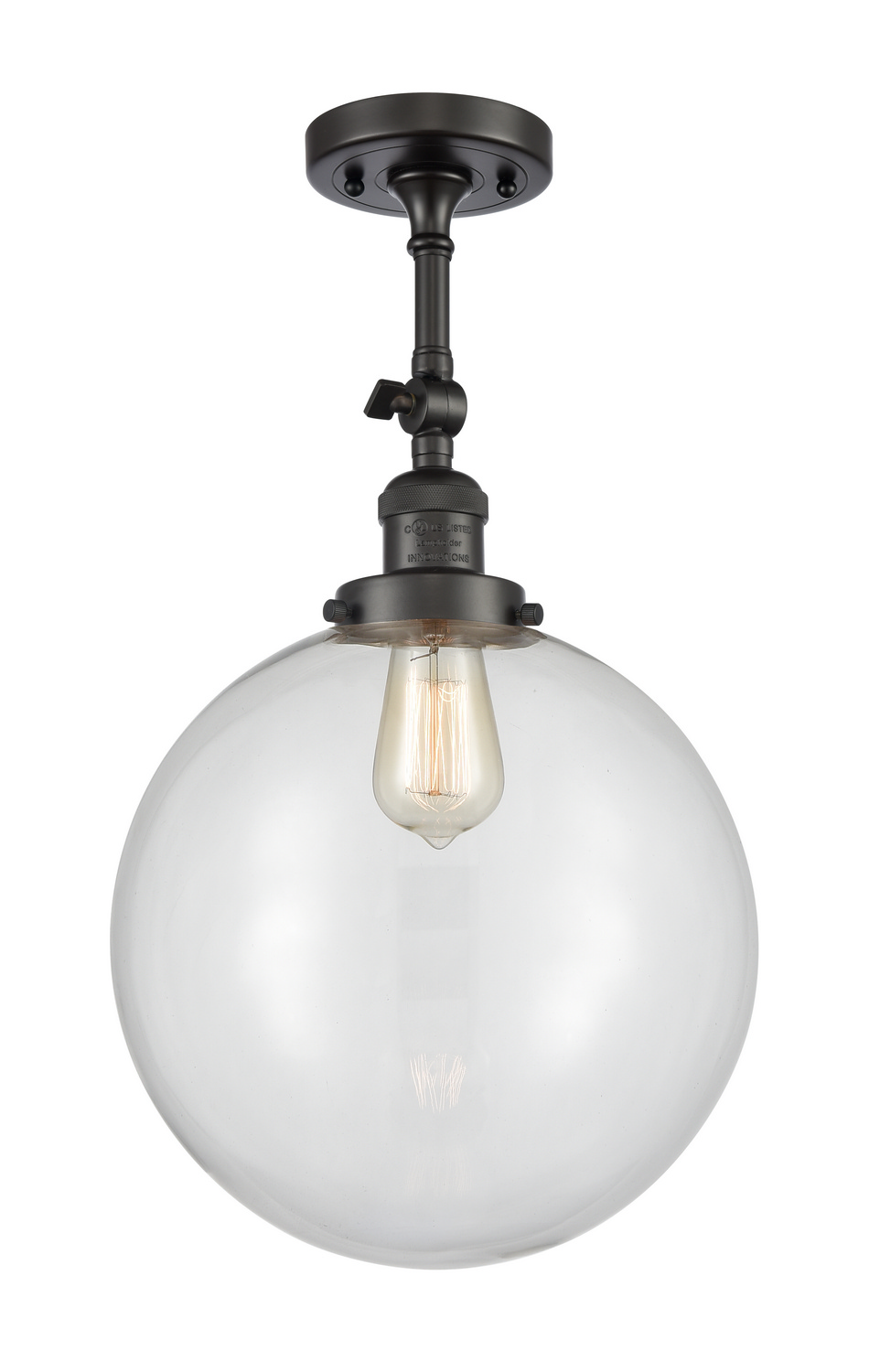 One Light Semi-Flush Mount by Innovations - Franklin Restoration Collection, Oil Rubbed Bronze Finish - 201F-OB-G202-12