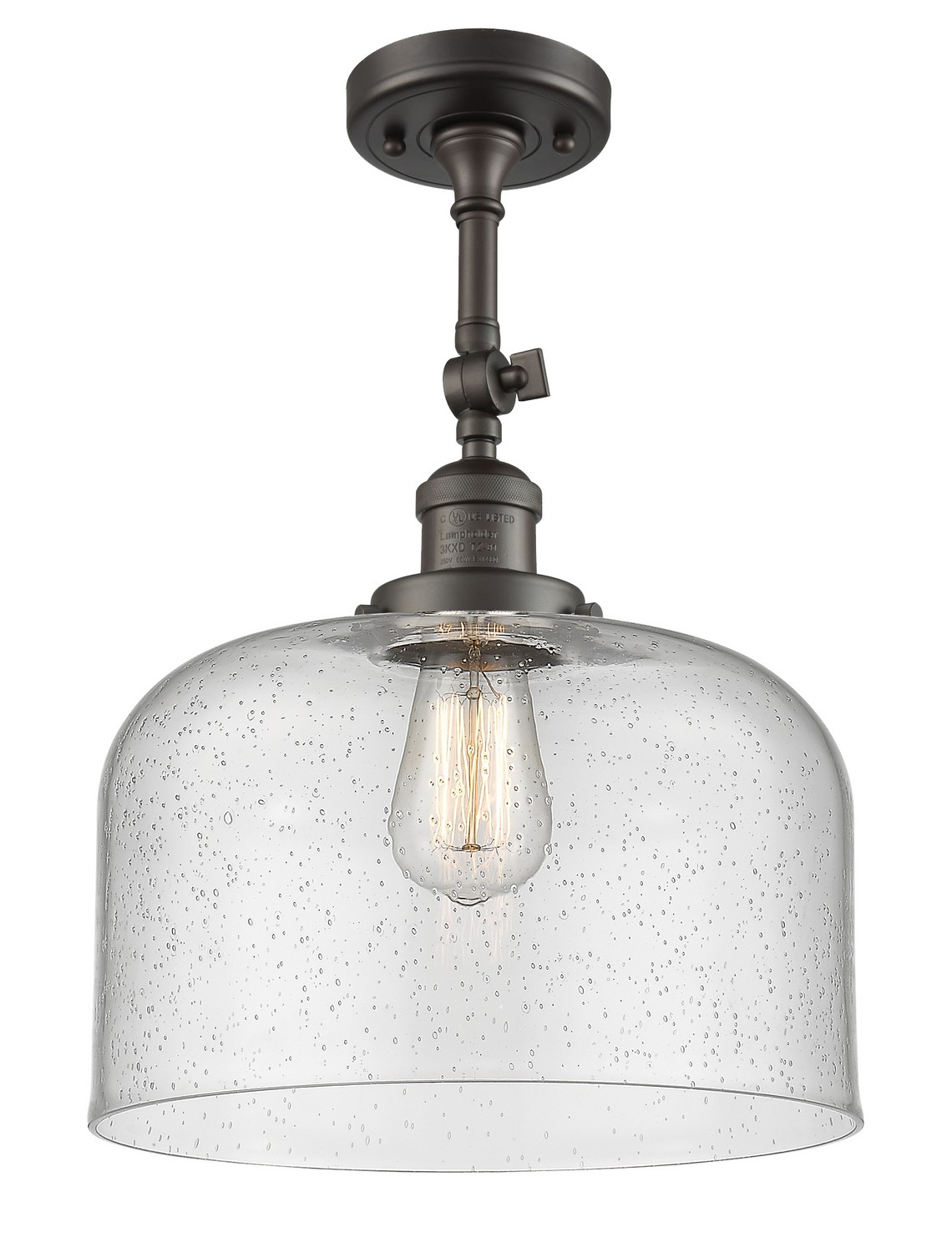 One Light Semi-Flush Mount by Innovations - Franklin Restoration Collection, Oil Rubbed Bronze Finish - 201F-OB-G74-L