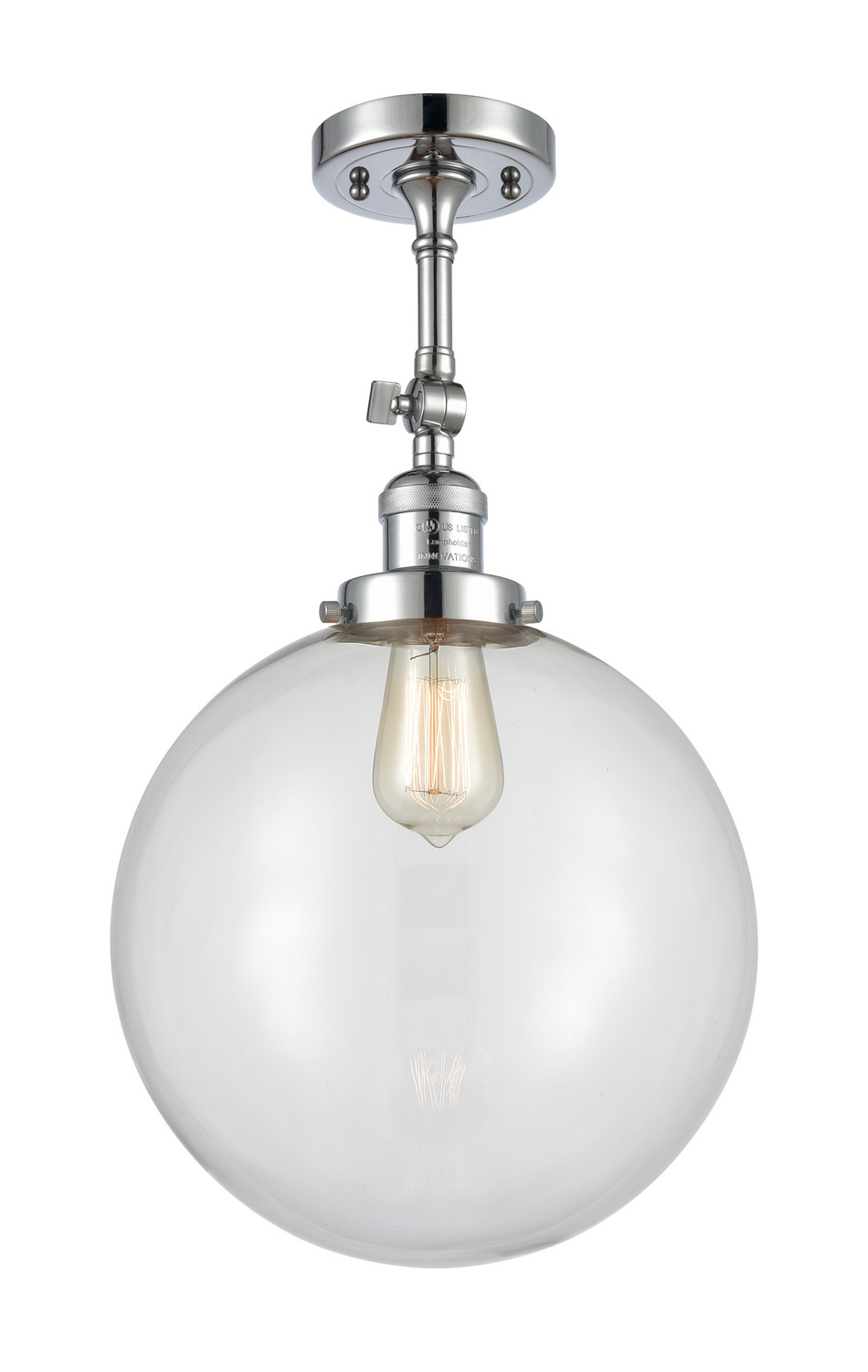 One Light Semi-Flush Mount by Innovations - Franklin Restoration Collection, Polished Chrome Finish - 201F-PC-G202-12