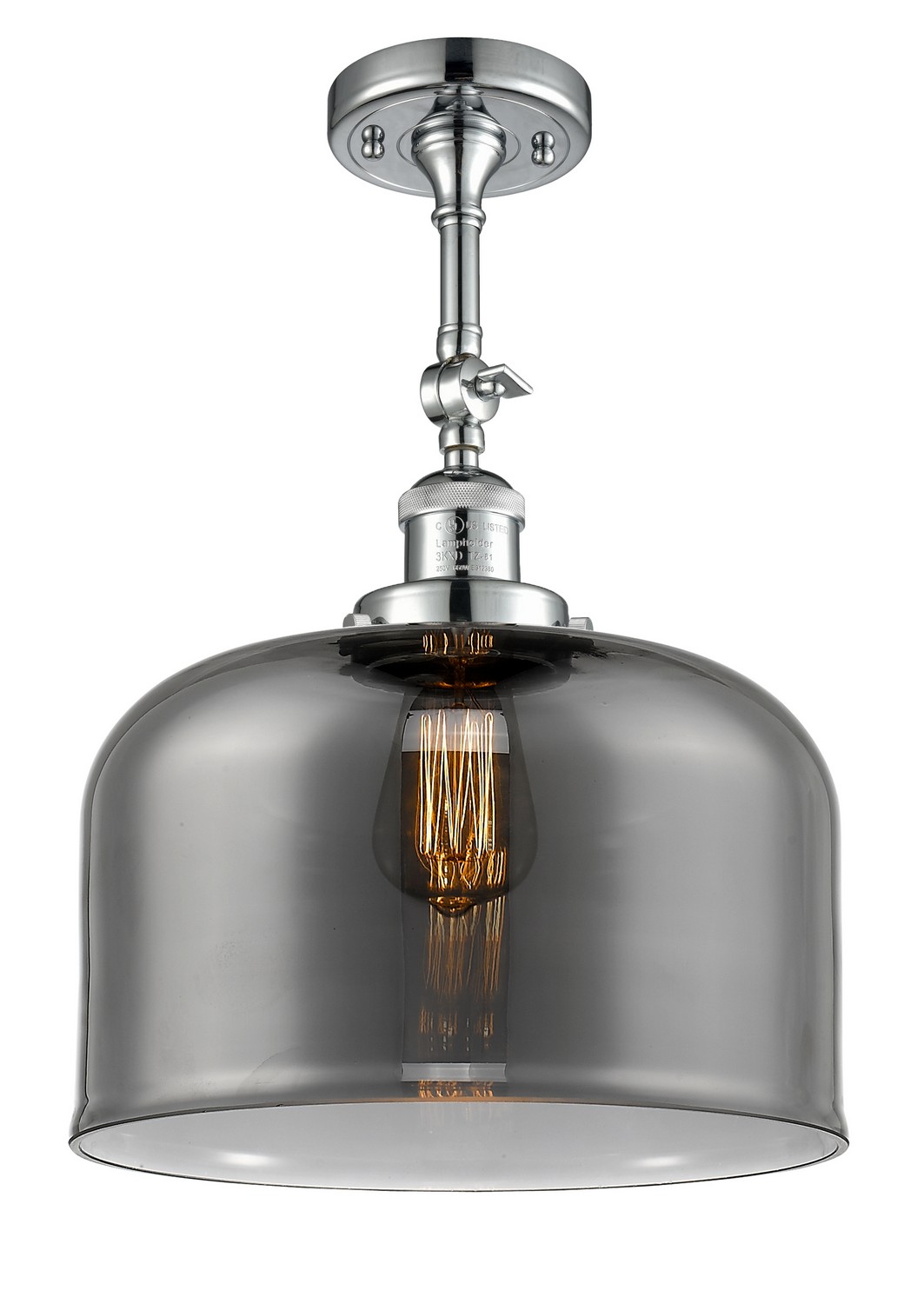 One Light Semi-Flush Mount by Innovations - Franklin Restoration Collection, Polished Chrome Finish - 201F-PC-G73-L