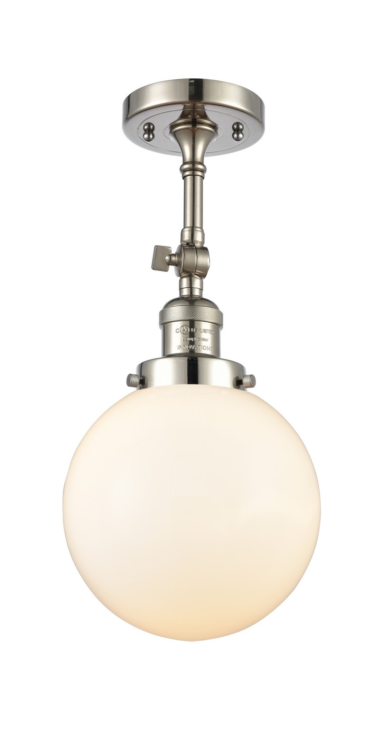 One Light Semi-Flush Mount by Innovations - Franklin Restoration Collection, Polished Nickel Finish - 201F-PN-G201-8