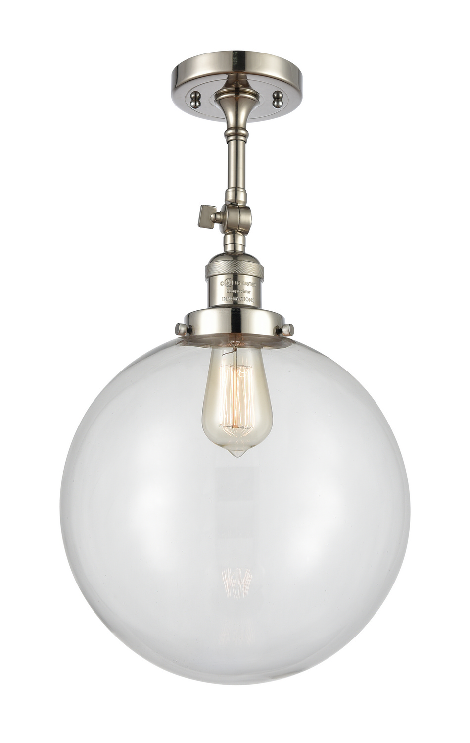 One Light Semi-Flush Mount by Innovations - Franklin Restoration Collection, Polished Nickel Finish - 201F-PN-G202-12