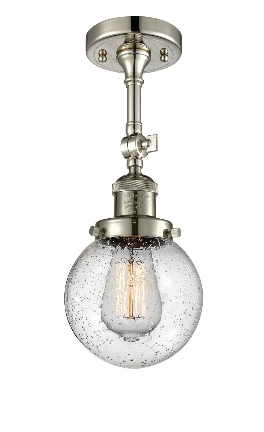 LED Semi-Flush Mount by Innovations - Franklin Restoration Collection, Polished Nickel Finish - 201F-PN-G204-6-LED