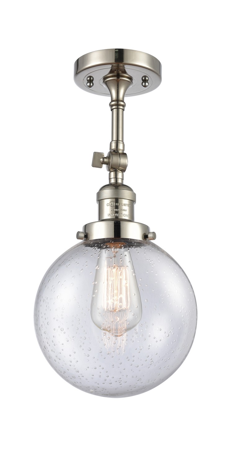 One Light Semi-Flush Mount by Innovations - Franklin Restoration Collection, Polished Nickel Finish - 201F-PN-G204-8