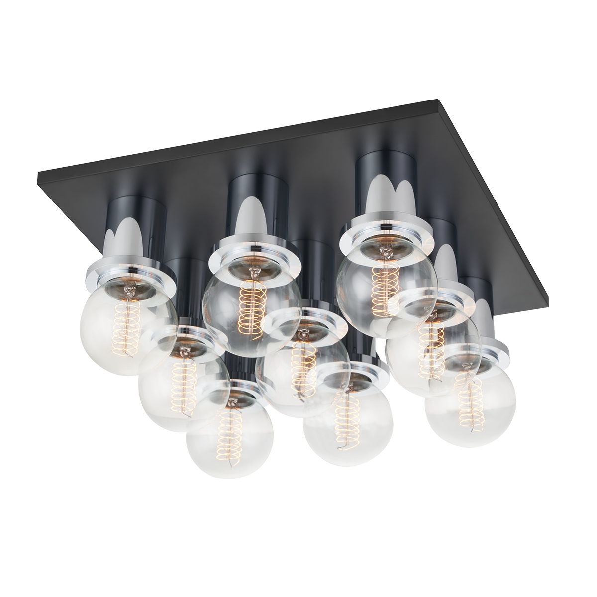 Mitzi H526509-PC/SBK Brandi 9 Light 13.75 inch Polished Chrome/Soft Black Flush Mount Ceiling Light