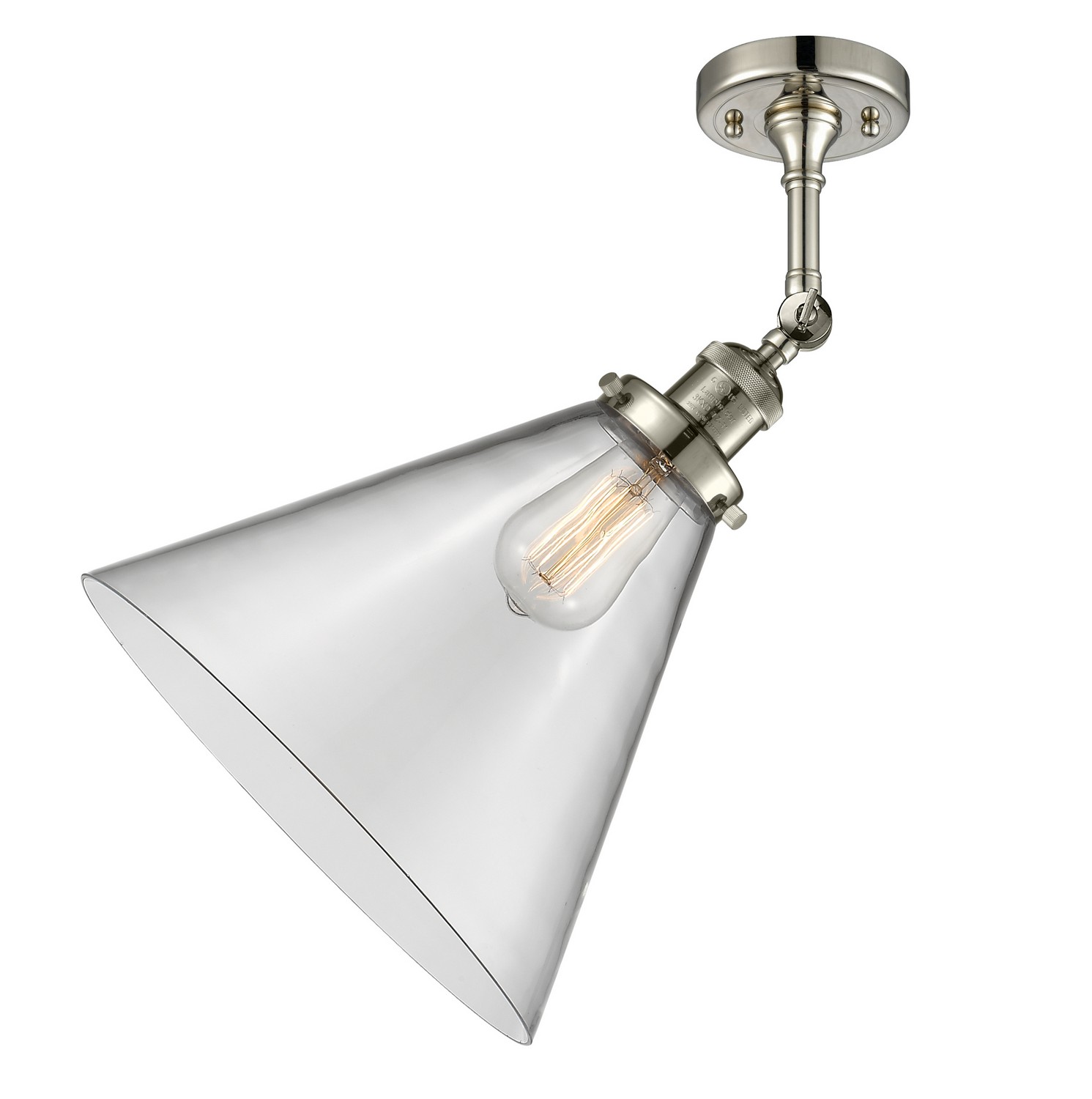 One Light Semi-Flush Mount by Innovations - Franklin Restoration Collection, Polished Nickel Finish - 201F-PN-G42-L