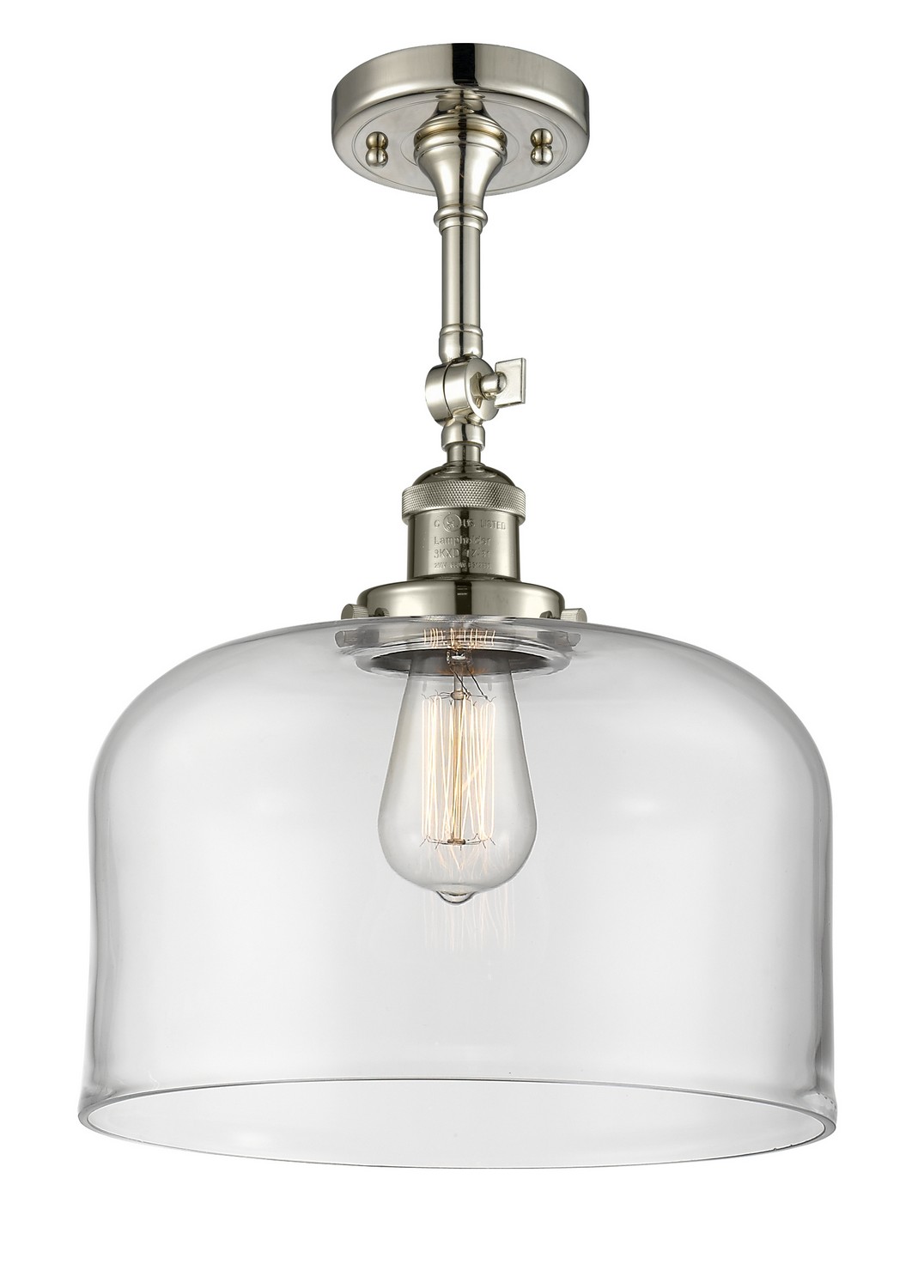 One Light Semi-Flush Mount by Innovations - Franklin Restoration Collection, Polished Nickel Finish - 201F-PN-G72-L