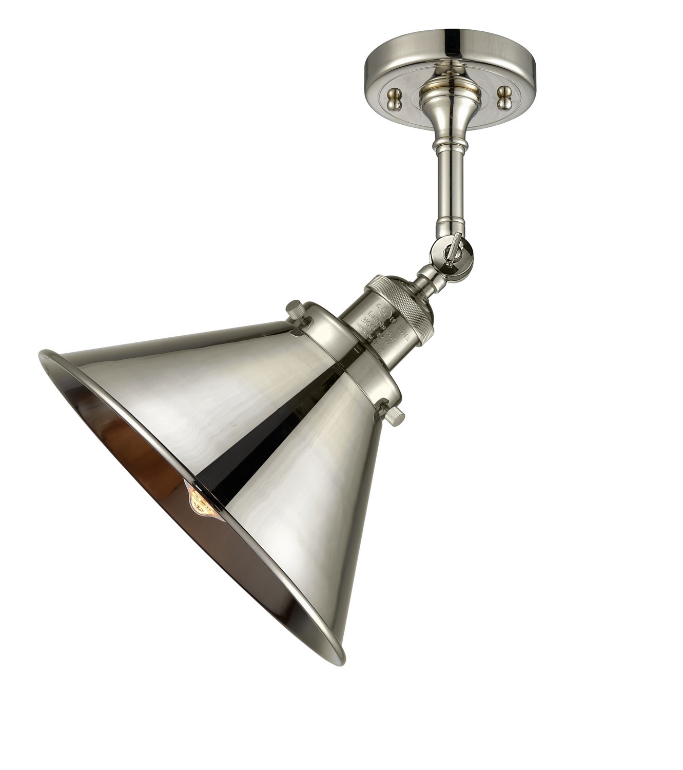 One Light Semi-Flush Mount by Innovations - Franklin Restoration Collection, Polished Nickel Finish - 201F-PN-M10-PN