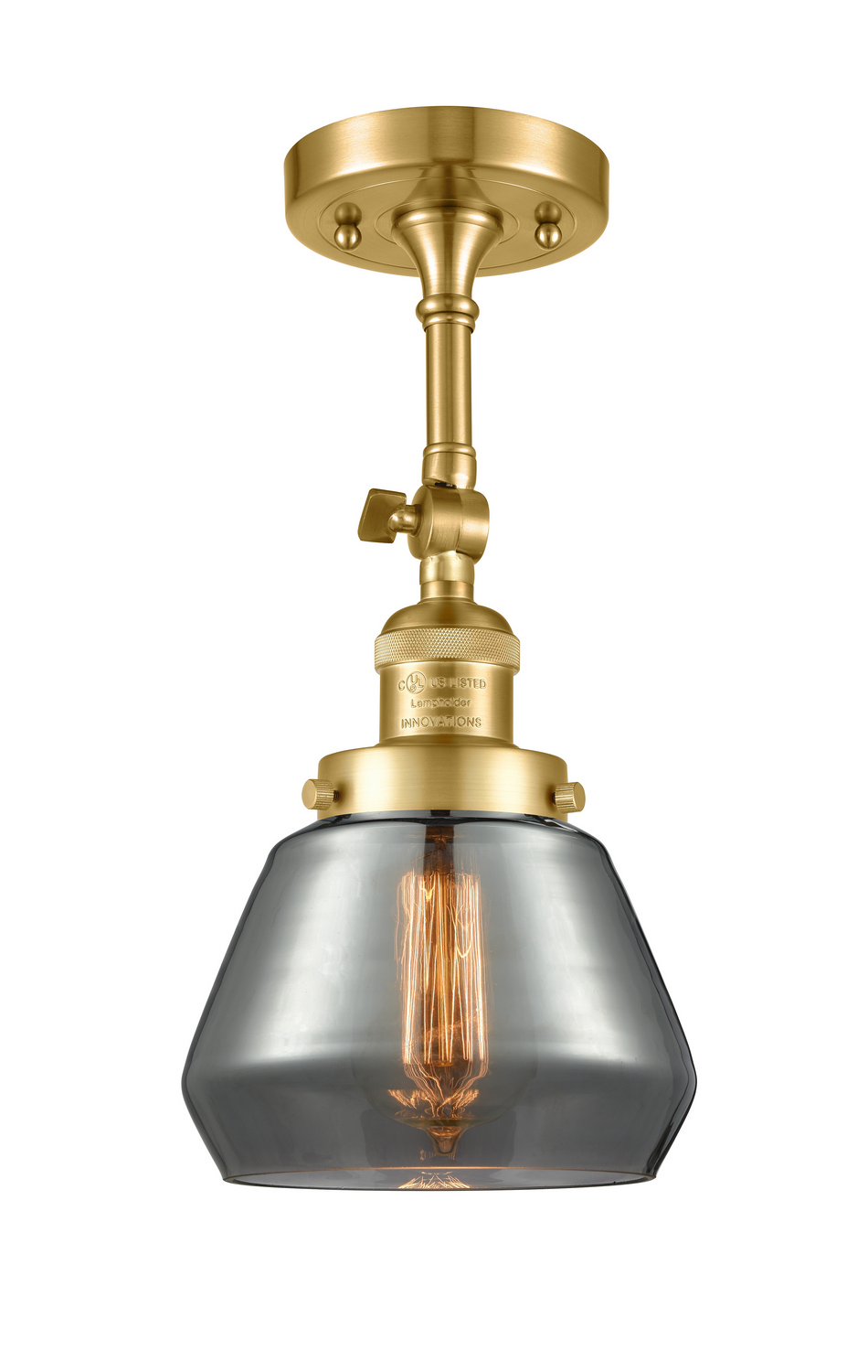 One Light Semi-Flush Mount by Innovations - Franklin Restoration Collection, Satin Gold Finish - 201F-SG-G173