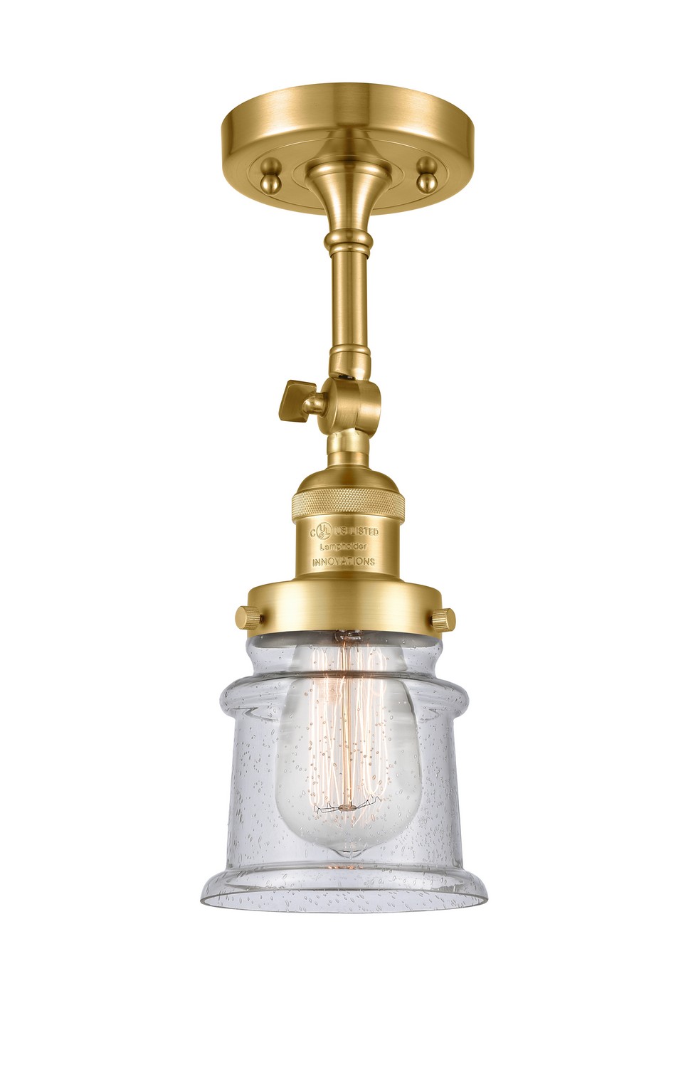 LED Semi-Flush Mount by Innovations - Franklin Restoration Collection, Satin Gold Finish - 201F-SG-G184S-LED