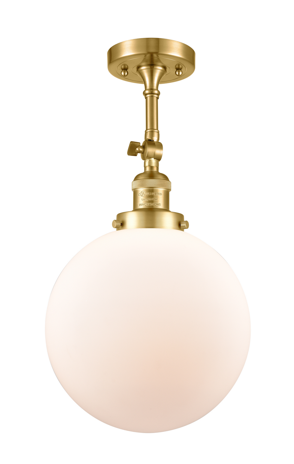 One Light Semi-Flush Mount by Innovations - Franklin Restoration Collection, Satin Gold Finish - 201F-SG-G201-10