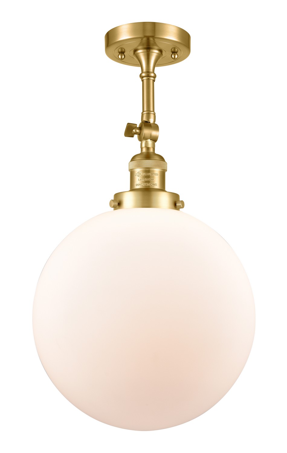 LED Semi-Flush Mount by Innovations - Franklin Restoration Collection, Satin Gold Finish - 201F-SG-G201-12-LED