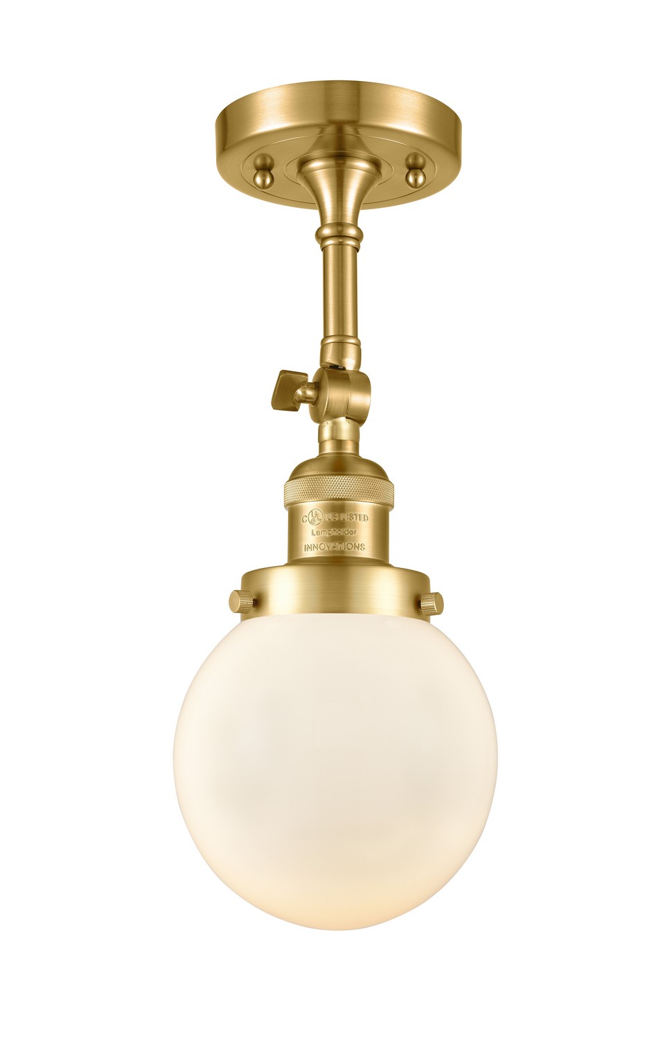 LED Semi-Flush Mount by Innovations - Franklin Restoration Collection, Satin Gold Finish - 201F-SG-G201-6-LED