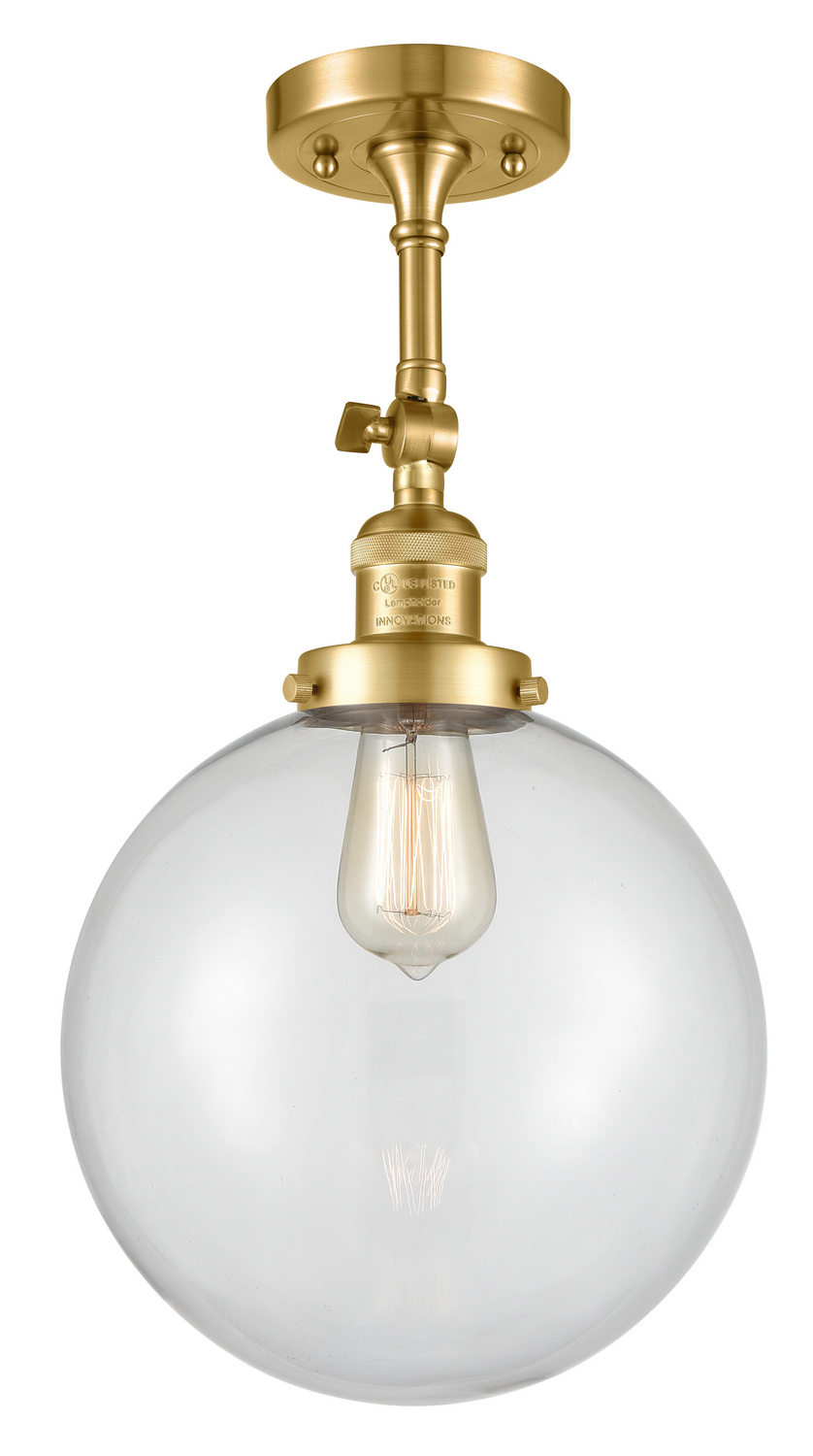 One Light Semi-Flush Mount by Innovations - Franklin Restoration Collection, Satin Gold Finish - 201F-SG-G202-10