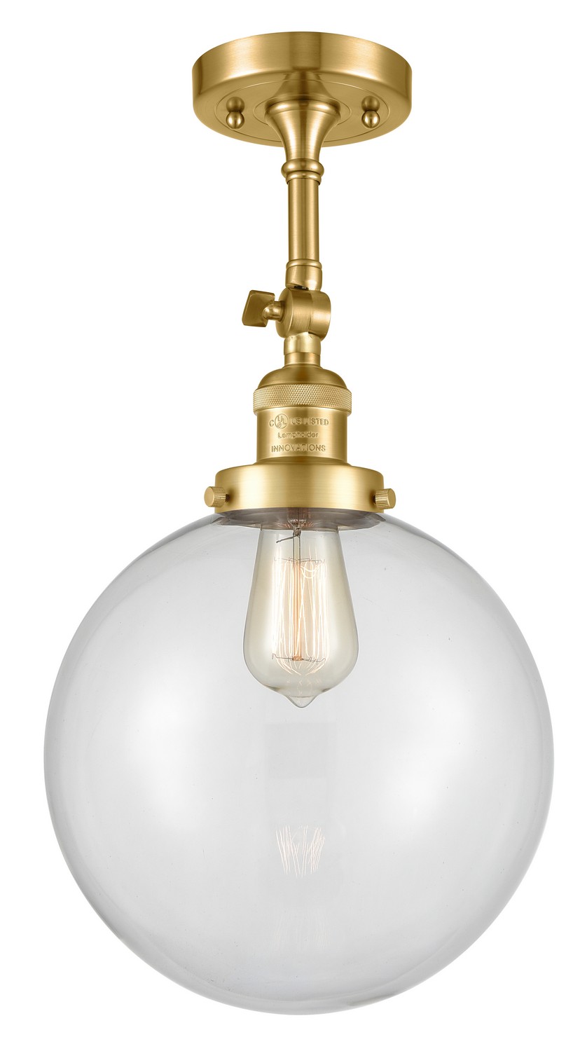 LED Semi-Flush Mount by Innovations - Franklin Restoration Collection, Satin Gold Finish - 201F-SG-G202-10-LED