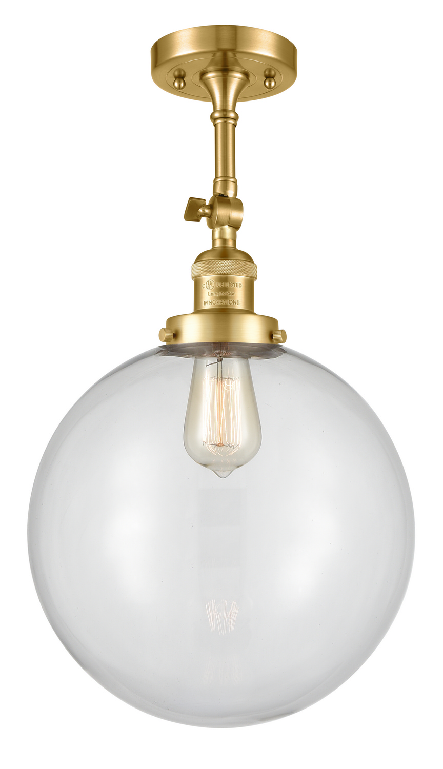 One Light Semi-Flush Mount by Innovations - Franklin Restoration Collection, Satin Gold Finish - 201F-SG-G202-12