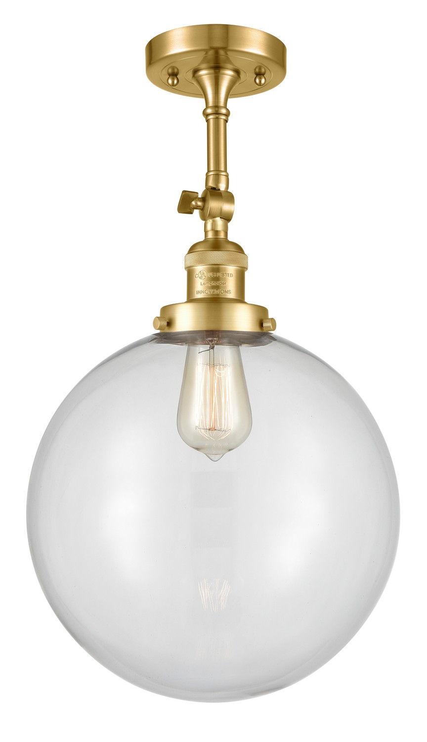 LED Semi-Flush Mount by Innovations - Franklin Restoration Collection, Satin Gold Finish - 201F-SG-G202-12-LED