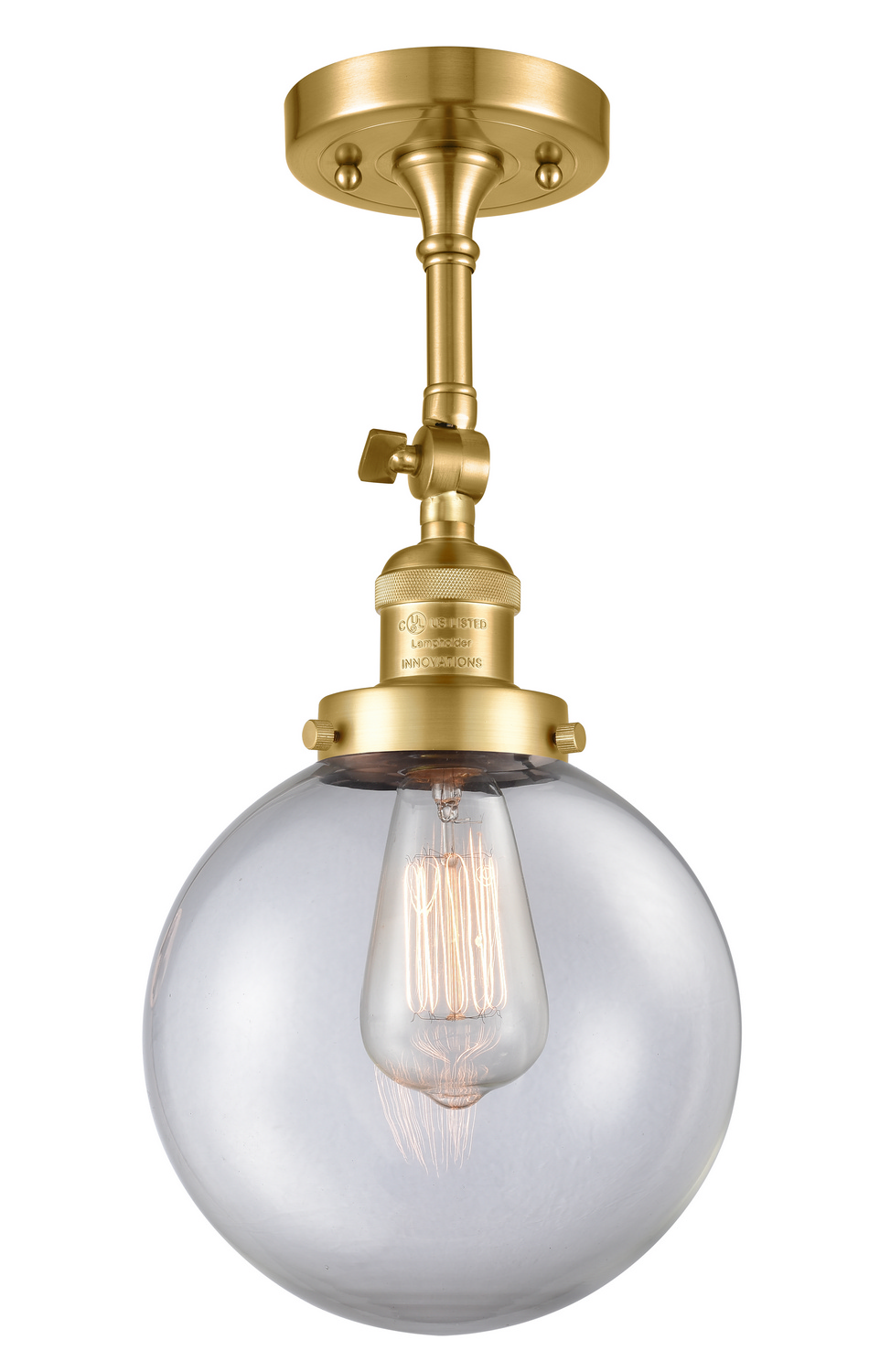 One Light Semi-Flush Mount by Innovations - Franklin Restoration Collection, Satin Gold Finish - 201F-SG-G202-8