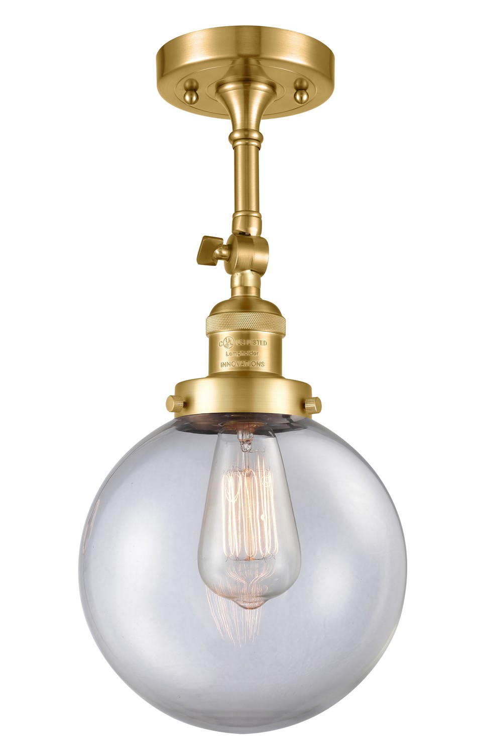 LED Semi-Flush Mount by Innovations - Franklin Restoration Collection, Satin Gold Finish - 201F-SG-G202-8-LED