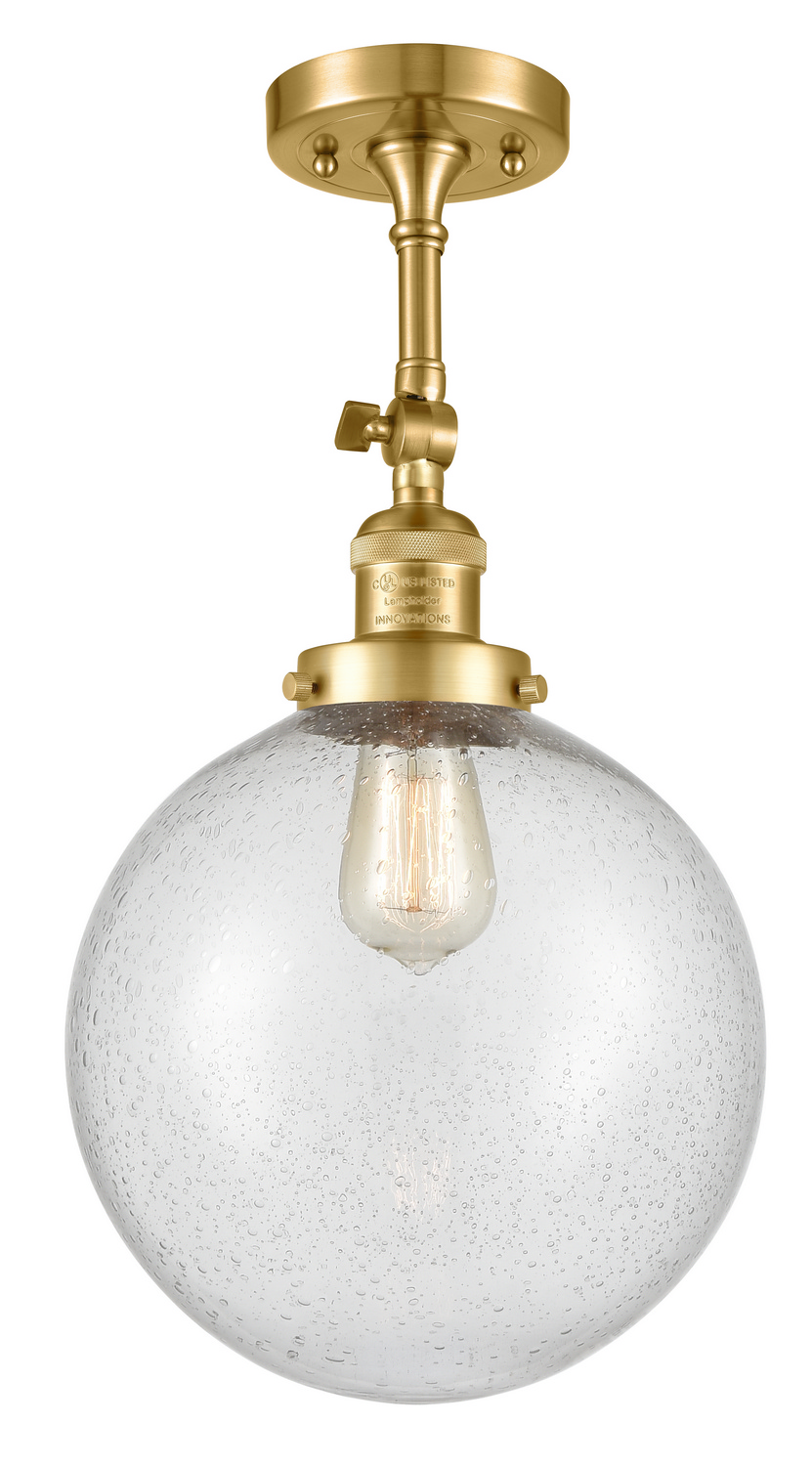 One Light Semi-Flush Mount by Innovations - Franklin Restoration Collection, Satin Gold Finish - 201F-SG-G204-10