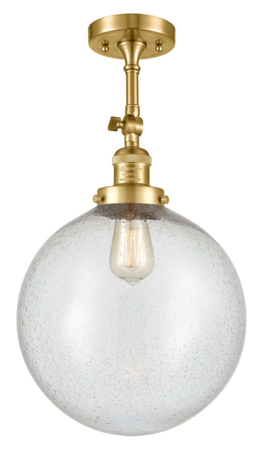 One Light Semi-Flush Mount by Innovations - Franklin Restoration Collection, Satin Gold Finish - 201F-SG-G204-12