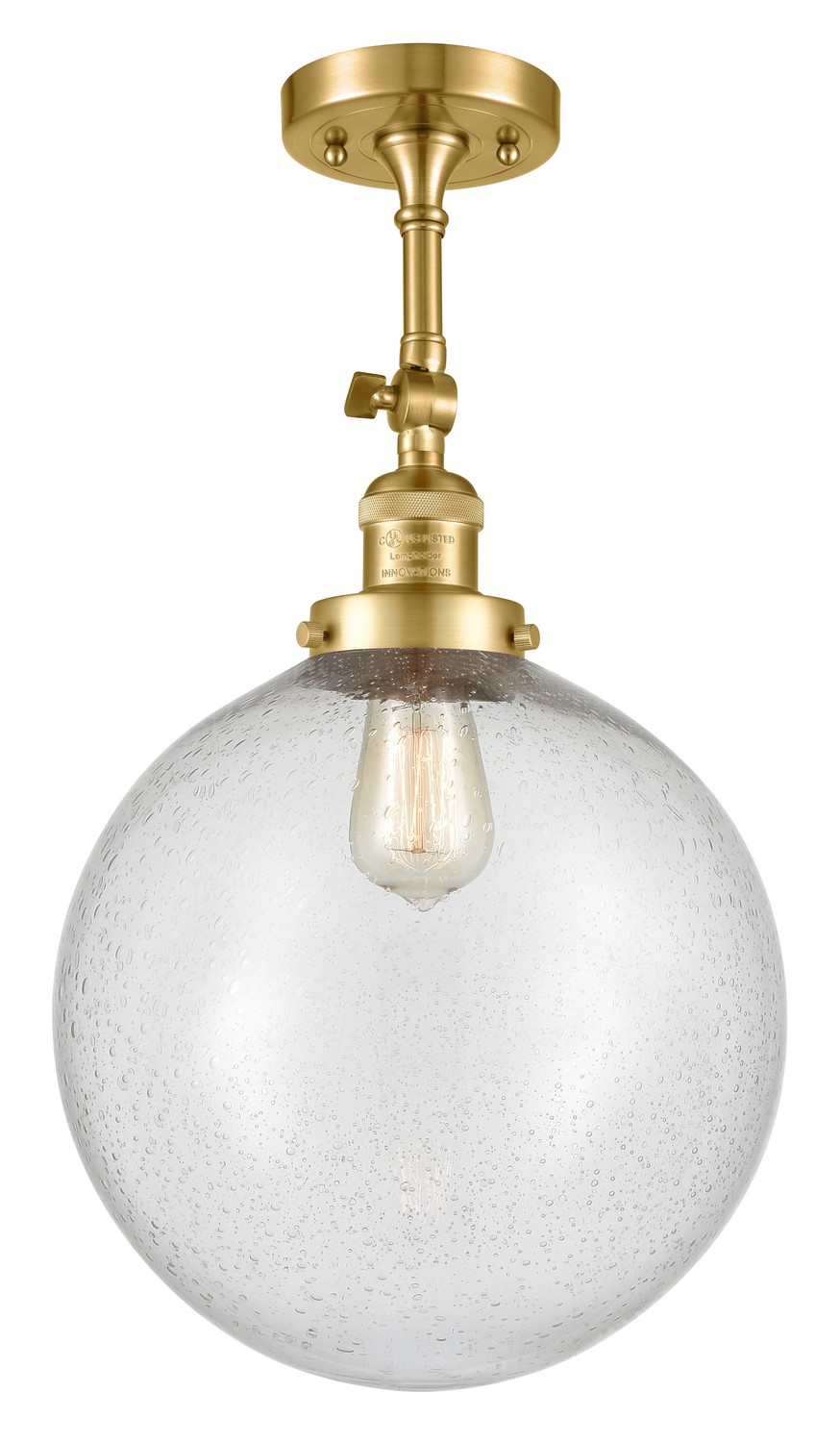 LED Semi-Flush Mount by Innovations - Franklin Restoration Collection, Satin Gold Finish - 201F-SG-G204-12-LED