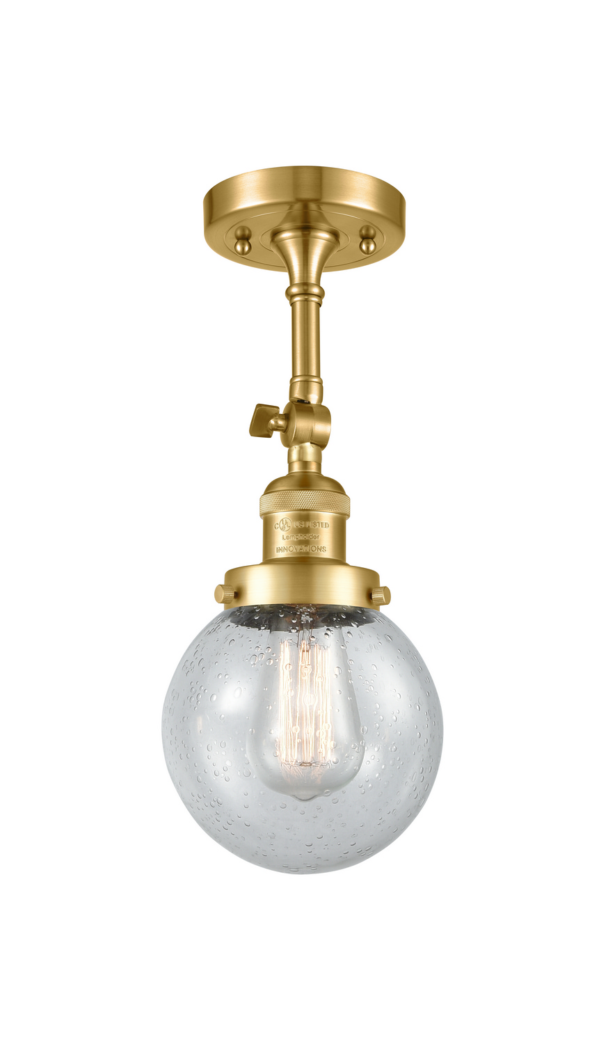 One Light Semi-Flush Mount by Innovations - Franklin Restoration Collection, Satin Gold Finish - 201F-SG-G204-6