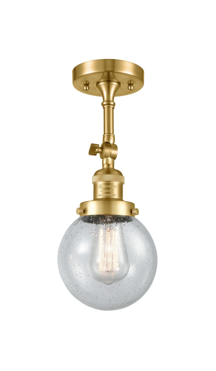 LED Semi-Flush Mount by Innovations - Franklin Restoration Collection, Satin Gold Finish - 201F-SG-G204-6-LED