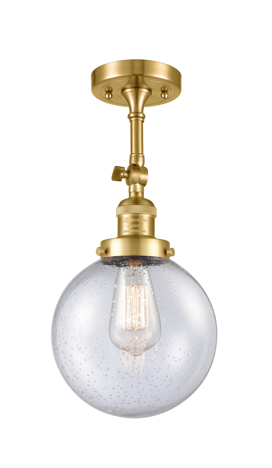 One Light Semi-Flush Mount by Innovations - Franklin Restoration Collection, Satin Gold Finish - 201F-SG-G204-8