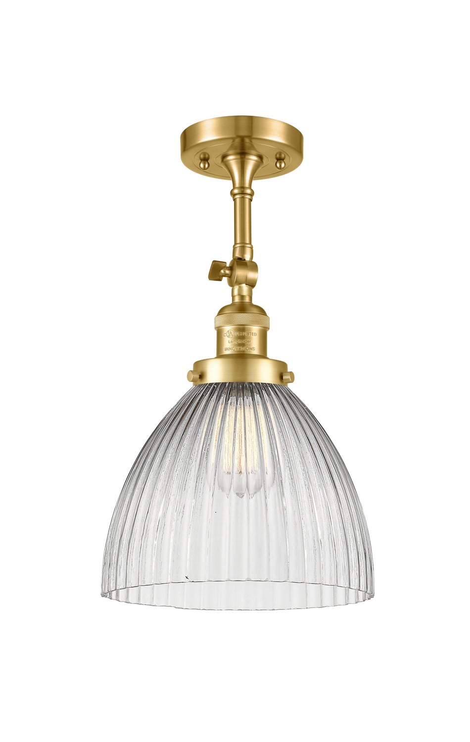 One Light Semi-Flush Mount by Innovations - Franklin Restoration Collection, Satin Gold Finish - 201F-SG-G222