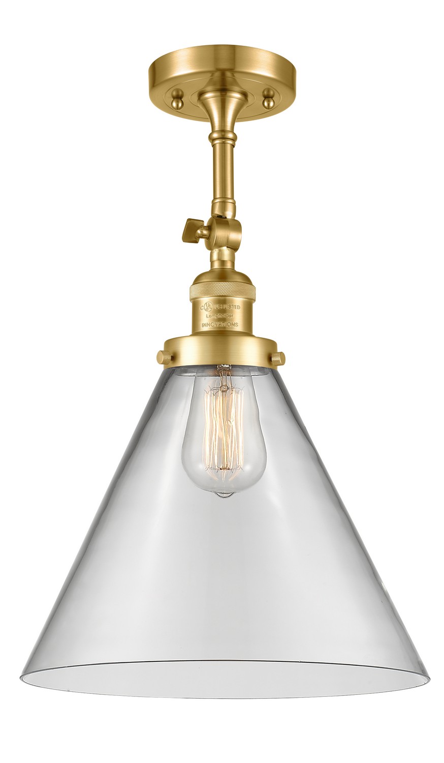 One Light Semi-Flush Mount by Innovations - Franklin Restoration Collection, Satin Gold Finish - 201F-SG-G42-L