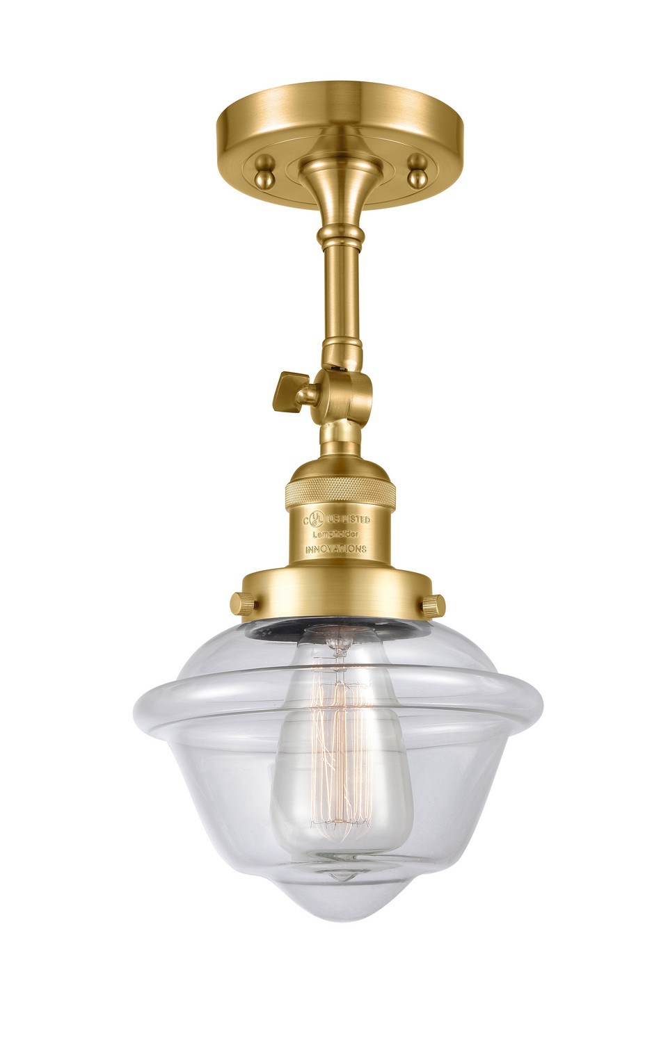 LED Semi-Flush Mount by Innovations - Franklin Restoration Collection, Satin Gold Finish - 201F-SG-G532-LED