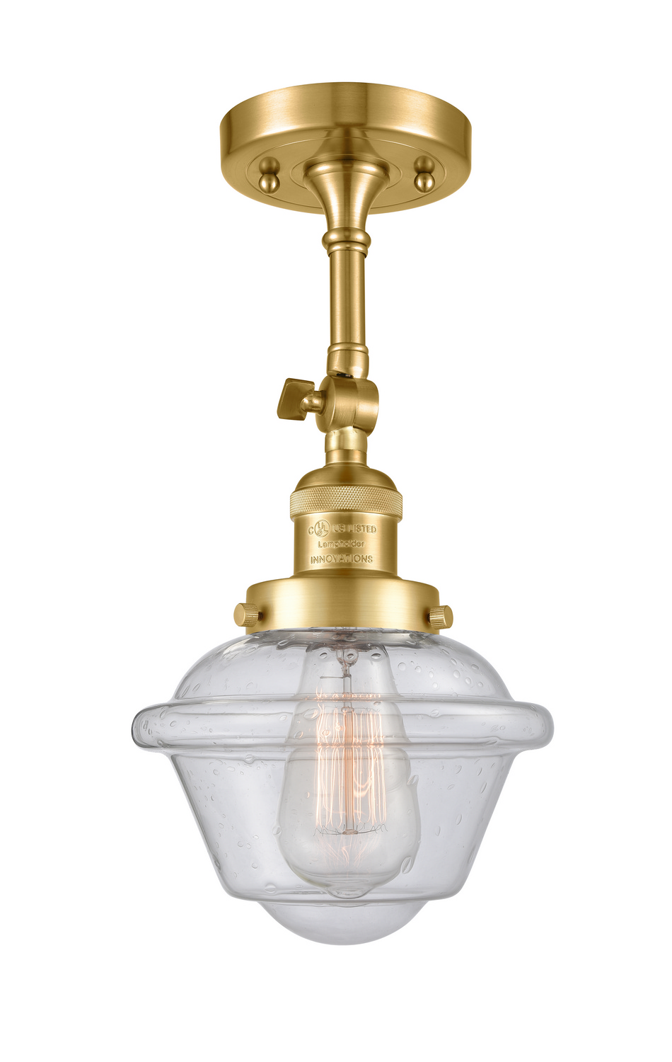 One Light Semi-Flush Mount by Innovations - Franklin Restoration Collection, Satin Gold Finish - 201F-SG-G534