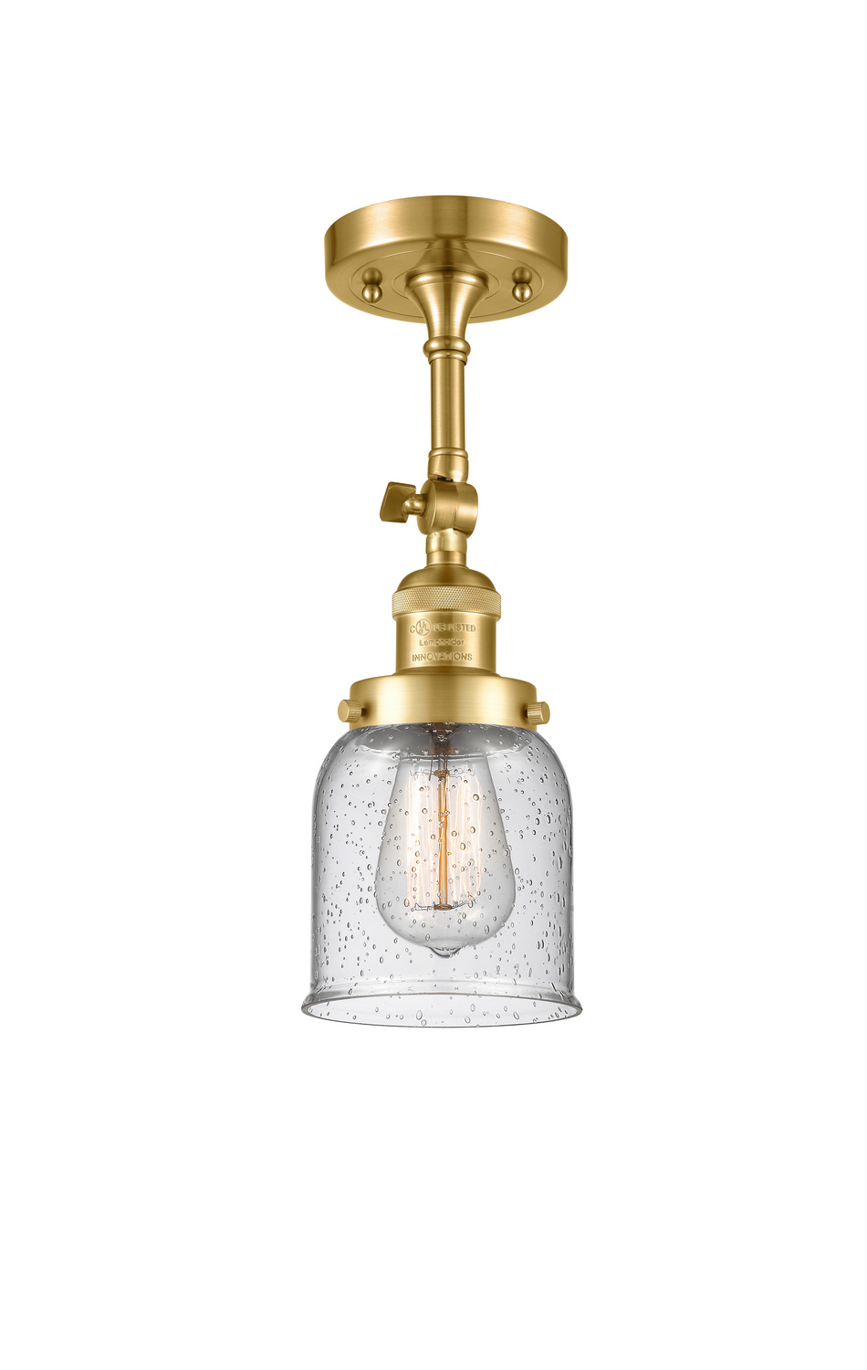 One Light Semi-Flush Mount by Innovations - Franklin Restoration Collection, Satin Gold Finish - 201F-SG-G54