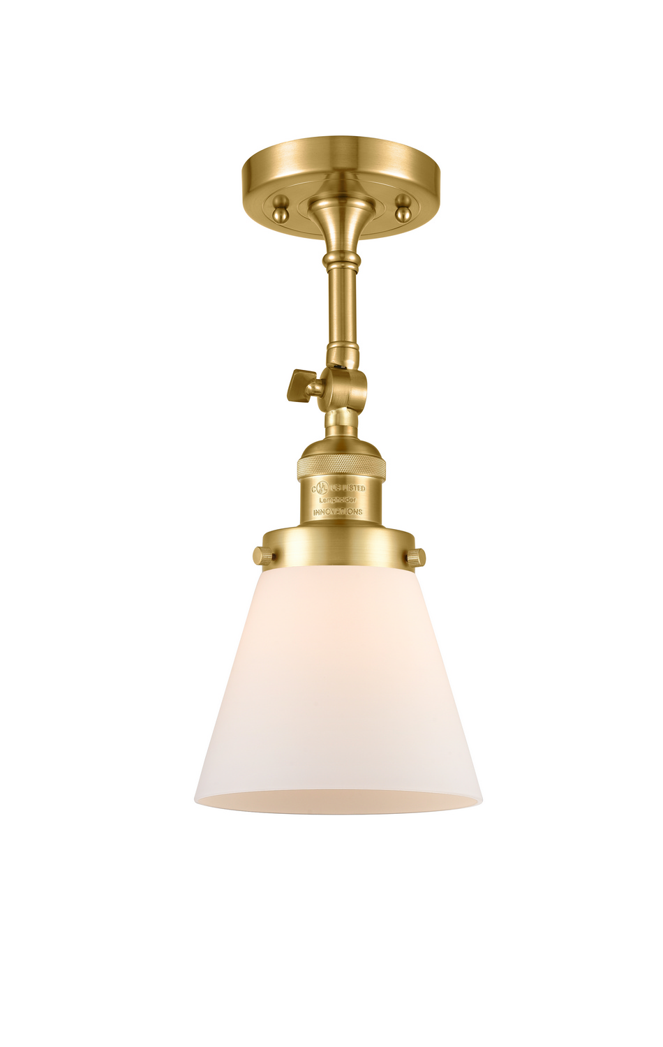 One Light Semi-Flush Mount by Innovations - Franklin Restoration Collection, Satin Gold Finish - 201F-SG-G61
