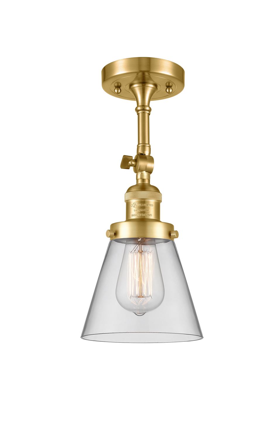 One Light Semi-Flush Mount by Innovations - Franklin Restoration Collection, Satin Gold Finish - 201F-SG-G62