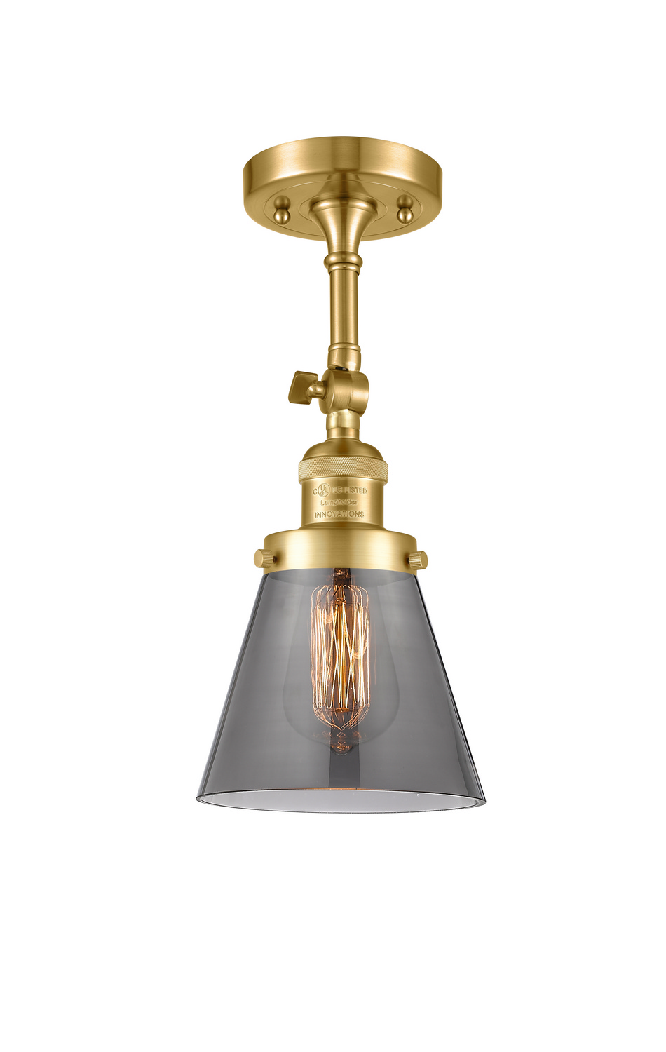 One Light Semi-Flush Mount by Innovations - Franklin Restoration Collection, Satin Gold Finish - 201F-SG-G63