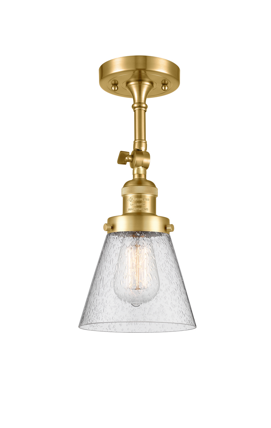 One Light Semi-Flush Mount by Innovations - Franklin Restoration Collection, Satin Gold Finish - 201F-SG-G64