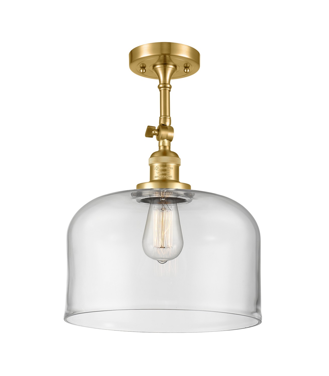 LED Semi-Flush Mount by Innovations - Franklin Restoration Collection, Satin Gold Finish - 201F-SG-G72-L-LED