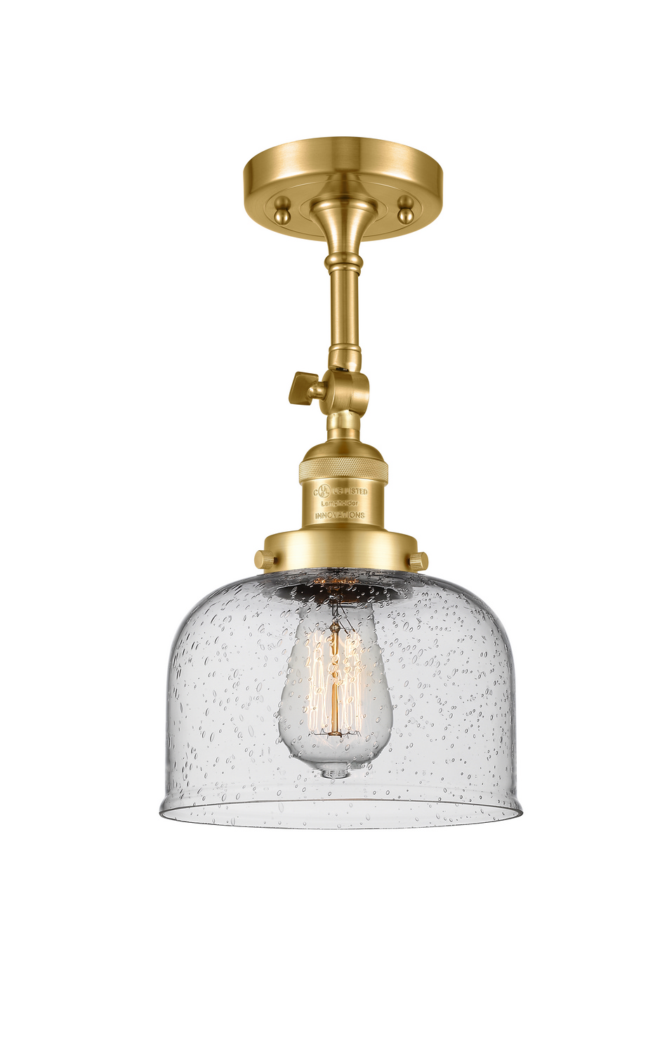 One Light Semi-Flush Mount by Innovations - Franklin Restoration Collection, Satin Gold Finish - 201F-SG-G74