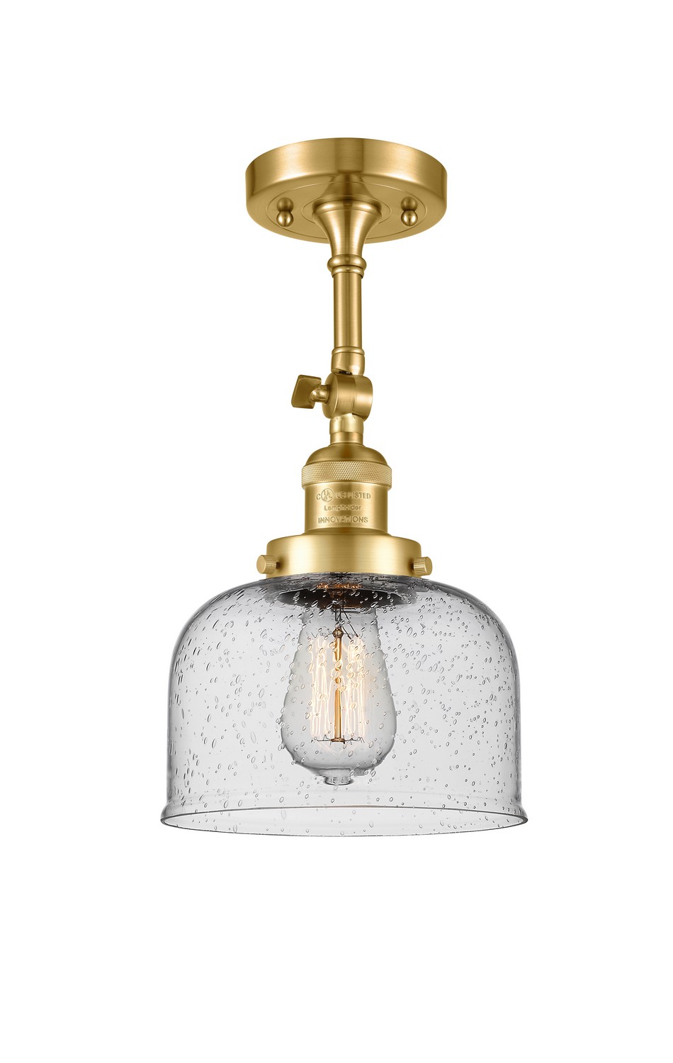 LED Semi-Flush Mount by Innovations - Franklin Restoration Collection, Satin Gold Finish - 201F-SG-G74-LED