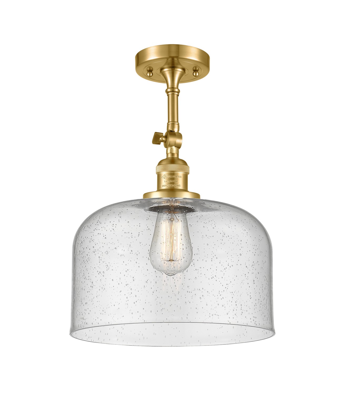 LED Semi-Flush Mount by Innovations - Franklin Restoration Collection, Satin Gold Finish - 201F-SG-G74-L-LED