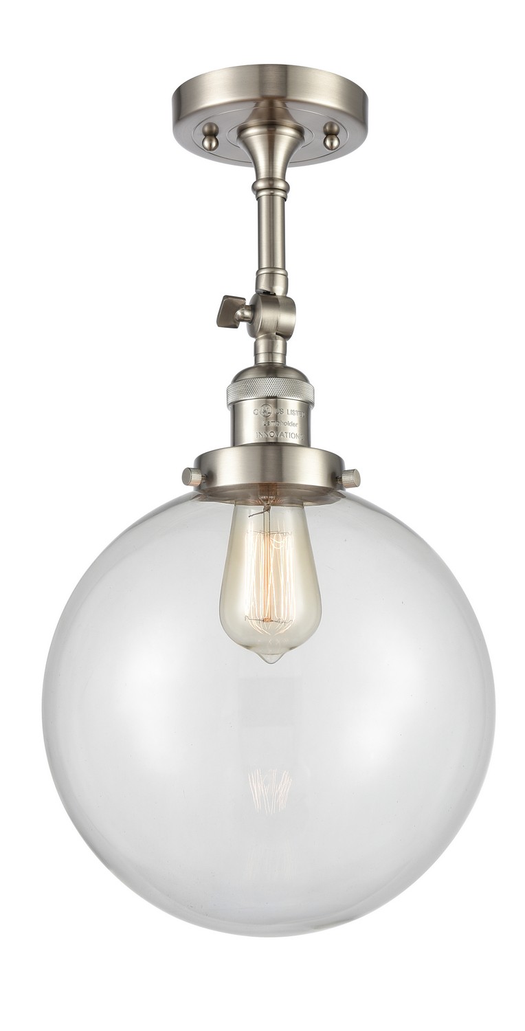 LED Semi-Flush Mount by Innovations - Franklin Restoration Collection, Brushed Satin Nickel Finish - 201F-SN-G202-10-LED